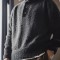 Retro Heavy Knitwear Polo Lapel Thermal Head Cover Thick Amekaji Sweater - Black