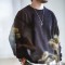 Casual Chenille Round Neck Jumper Mens Warm Skin-friendly Amekaji Knitwears Sweater - Black
