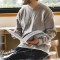Casual Chenille Round Neck Jumper Mens Warm Skin-friendly Amekaji Knitwears Sweater - Gray
