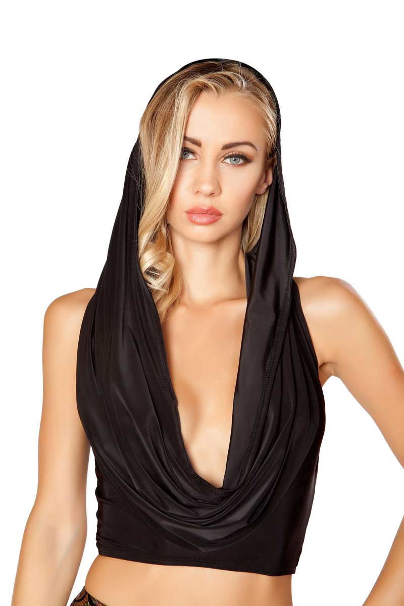 Roma Costume Hooded Cowl Neck Cropped Top in Lingerie, Bras, Panties, Teddies & Thongs 17.99