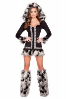 1pc Naughty Native Babe Hoodie Dress with Fur Trim Detail