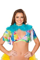 3252 - Fringed Shrug with Fur Detail