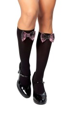 Stockings with Black and Baby Pink Bow