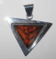 Baltic Amber Charm in Silver Triangle