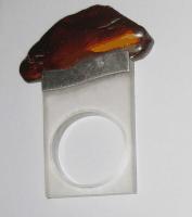 Designer Baltic Amber and Silver Square Ring