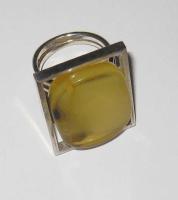 Baltic Amber Ring in Silver Square
