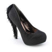 Milou - Beaded Heel Hidden Platform Pumps with Glitter Upper SPECIAL - Size 6