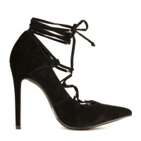 Pro Fusion - Velvet High Heel Stiletto Pumps with Lace-Up Closure SPECIAL - Size 8.5