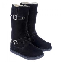Urban Buckle Kid - Fur Interior Black Velvet Boots SPECIAL - Kids Size 10