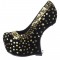 103 - Gold Sequins on Black Velvet Wedge Platform Sandals SPECIAL - Size 6.5