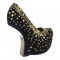 103 - Gold Sequins on Black Velvet Wedge Platform Sandals SPECIAL - Size 6.5