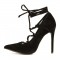 Pro Fusion - Velvet High Heel Stiletto Pumps with Lace-Up Closure SPECIAL - Size 8.5