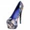 Sky High - Face Print `Great Style` Platform Pumps - Multi Blue SPECIAL - Size 6