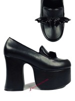 Banshee Bat Platform Heels - Black Vegan Leather SPECIAL