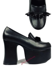Banshee Bat Platform Heels - Black Vegan Leather SPECIAL - Size 7