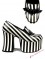 Banshee Bat Platform Heels - Black and White Stripe Vegan Leather SPECIAL