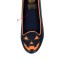 Lydia Coffin Jackolantern Flat Slippers - Black Vegan Matte Leather with Orange SPECIAL