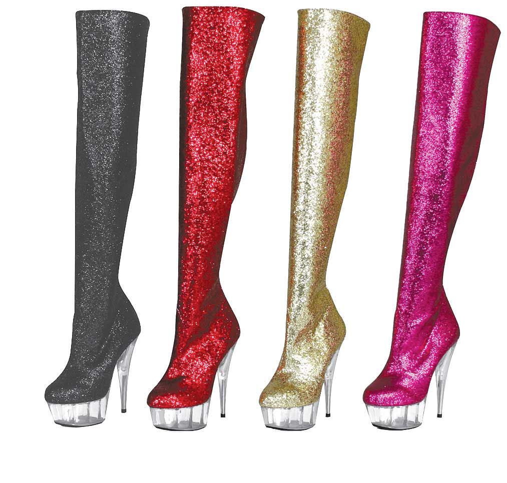 red glitter thigh high boots