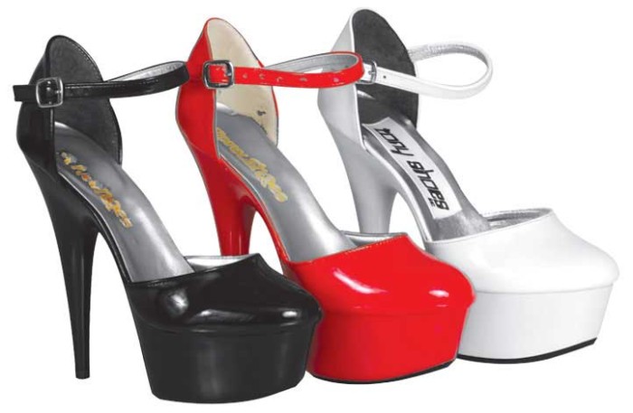 Tony Shoes 104 Patent - Finished By Karo - 6 Inch PLATFORM CLOSED BACK CLOSED TOE SANDAL  in Sexy Heels & Platforms