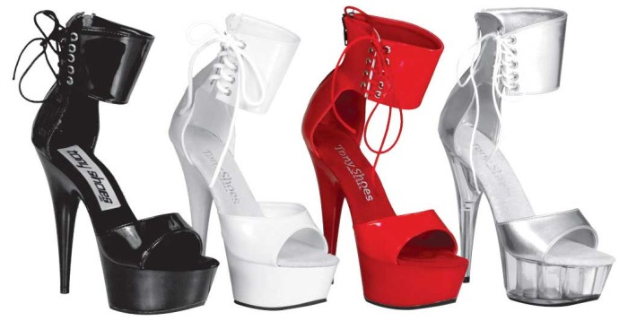 Tony Shoes 134 LEATHER By Karo (Patent Shown) - 6 Inch PLATFORM BACK ZIP/SIDE LACE SANDAL in Sexy Heels & Platforms