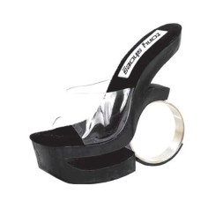 Loly Wood - Round Metal Heel - Top by Karo - Clear on Black SPECIAL