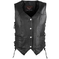 HML1040 Ladies Naked Leather Vest With Lace Sides