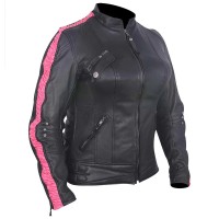 HML633F Ladies Premium Leather Jacket with Leather Scrunch Sides
