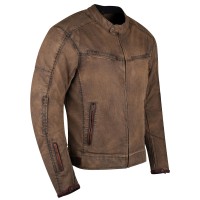HMM1514Br Rusty Mens Brown Wax Cotton Scooter Jacket