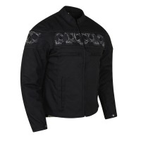 HMM1535 High Mileage Mens Textile Jacket with Embroidered Reflective Skulls