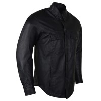HMM504 Vance Leather High Mileage Mens Black Naked Cowhide Leather Shirt