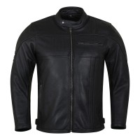 HMM532 Mens Commuter Cafe Racer Motorcycle Leather Jacket with Armor