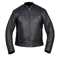 HMM544 High Mileage Mens Black Vented Premium Leather Scooter Jacket