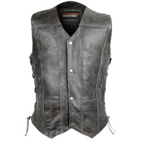 HMM915DG Vance Leather High Mileage Mens Distressed Gray 10 Pocket Vest
