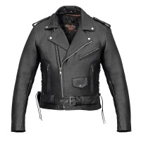 VL515S Mens Basic Classic Motorcycle Jacket with Lace Sides & Zip out Liner