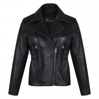VL615S Ladies Standard Leather Braid and Stud Motorcycle Leather Jacket