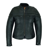 VL631 Vance Leather Ladies Racer Jacket with Zip Out Liner