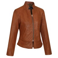 VL650Br Vance Leathers Ladies Premium Soft Lightweight Brown Fitted Leather Jacket