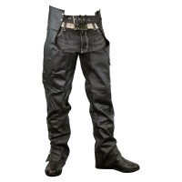 VL805S Zip-Out Insulated and Lined Plain Biker Leather Chaps
