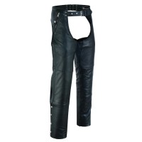 VL811S Men and Women Black Four Pocket Biker Leather Motorcycle Chaps