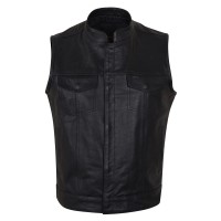 VL914S Vance Leather Zipper and Snap Closure Leather Motorcycle Club Vest