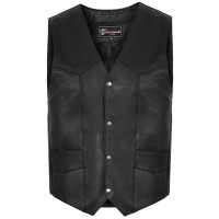 VL921 Vance Leather Premium Leather Mens Plain Side Vest with Single Seam Back
