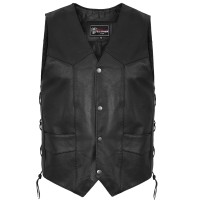 VL922S Vance Leather Mens Economy Leather Lace Side Vest W/ Gun Pocket