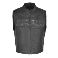 VL935 Vance Leather Mens Reflective Skull Vest with 4 Pockets