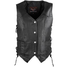 HML1040 Ladies Naked Leather Vest With Lace Sides