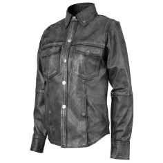 HML604 Womens Black Lambskin Leather Shirt