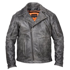 HMM517DG Mens Premium Leather Beltless Mcj W/dual Gun Pockets & Z/o Liner With Adjustable Collars For Different Styles