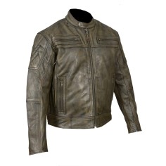 HMM542DB High Mileage Mens Distressed Brown Padded and Vented Leather Scooter Jacket