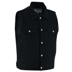 VB917BK Mens Black Denim Vest with Collar
