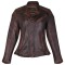 HML621VB High Mileage Ladies Vintage Brown Leather Jacket with Diamond Stitched Shoulders