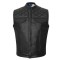 HMM914P High Mileage Mens Zipper and Snap Closure Leather Club Vest with padding Quick Access with American Flag Liner
